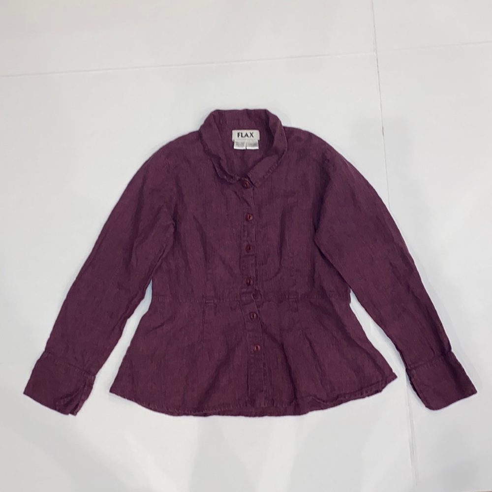 Flax‎ Button Up Peplum Blouse